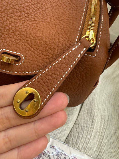 HERMES Mini Lindy 金棕金扣 Gold TC GHD