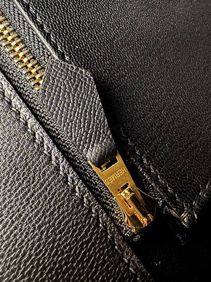 HERMES Birkin 25 黑色 Madame 拉絲金扣 89 Noir Sellier
