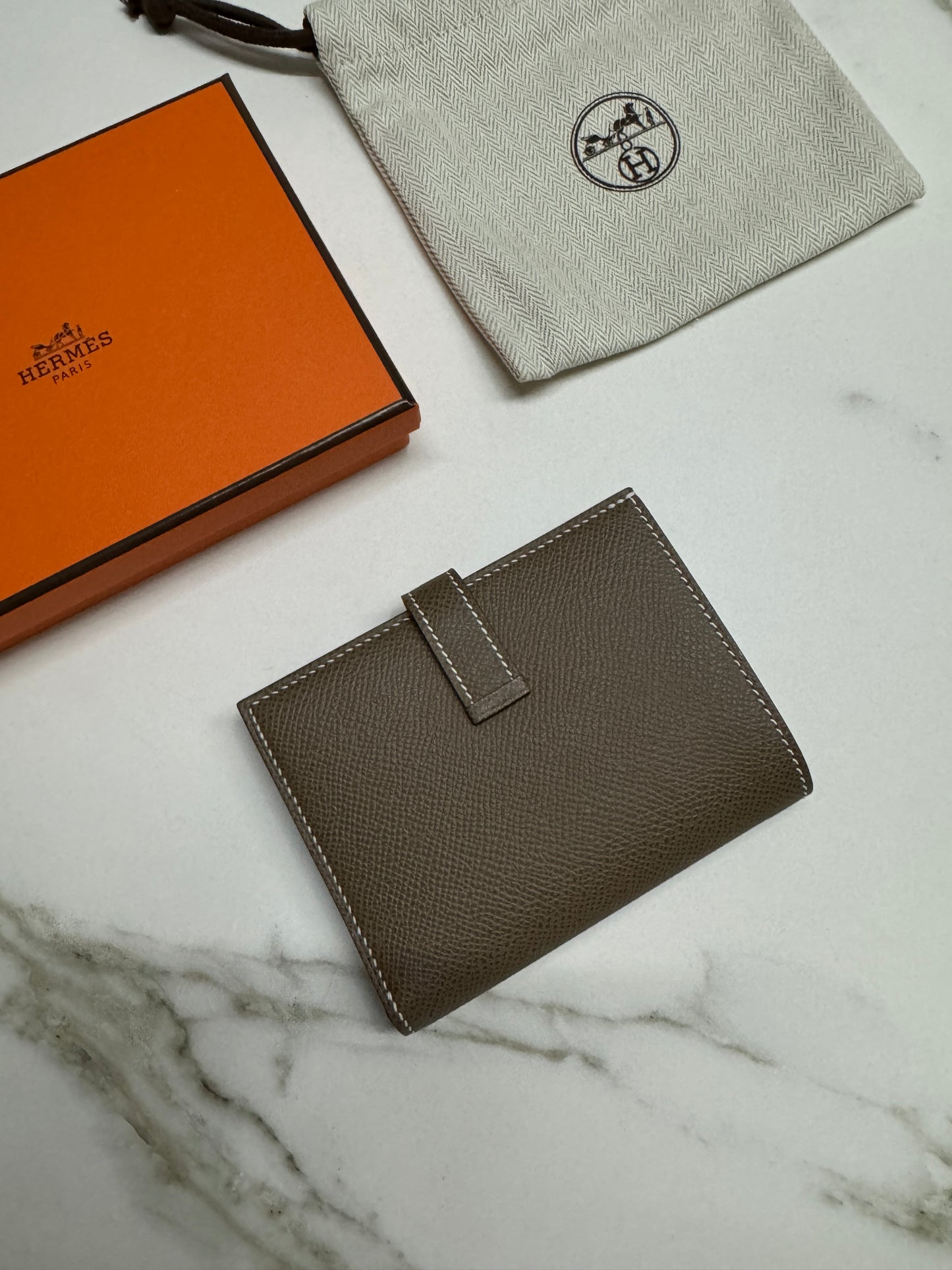 HERMES Bearn Wallet 大象灰 銀扣