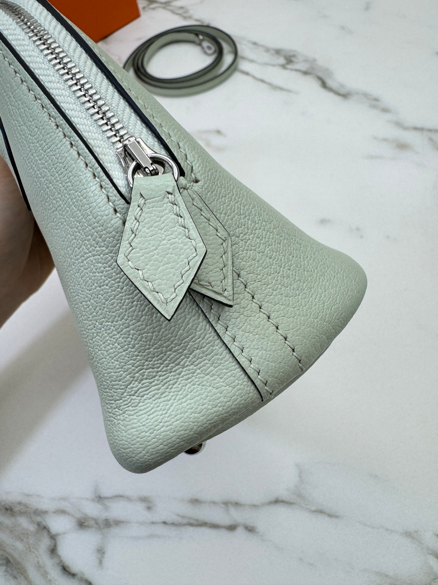 HERMES Mini Bolide 氣泡綠 山羊皮 銀扣 Mysore Vert Fizz PHW