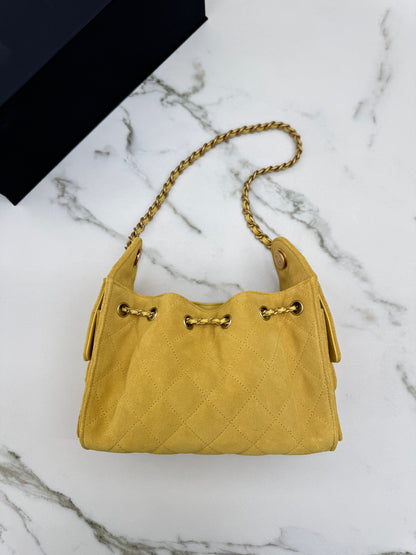 CHANEL Mini 25Bag 麂皮黃色