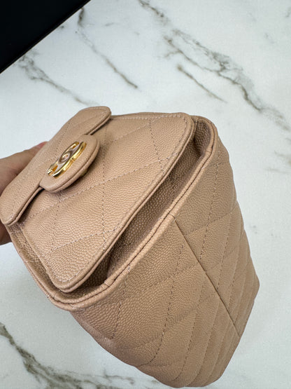 CHANEL Mini 25Bag 奶茶杏荔枝皮 Caviar Calfskin