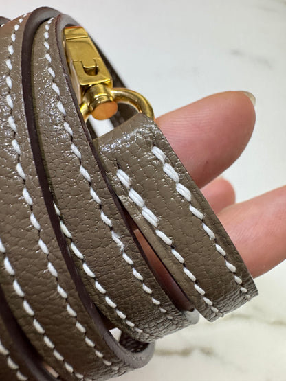 HERMES Mini Bolide 大象灰山羊皮 金扣