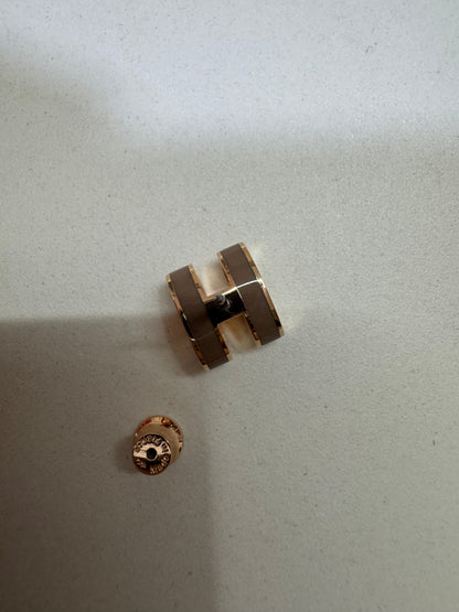 HERMES Pop H 奶茶灰 玫瑰金耳環