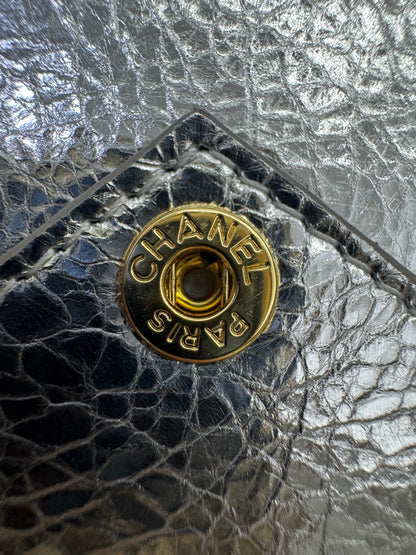 CHANEL 26X 信封卡包包掛 爆裂銀