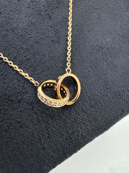 CARTIER Love 雙環項鏈 玫瑰金