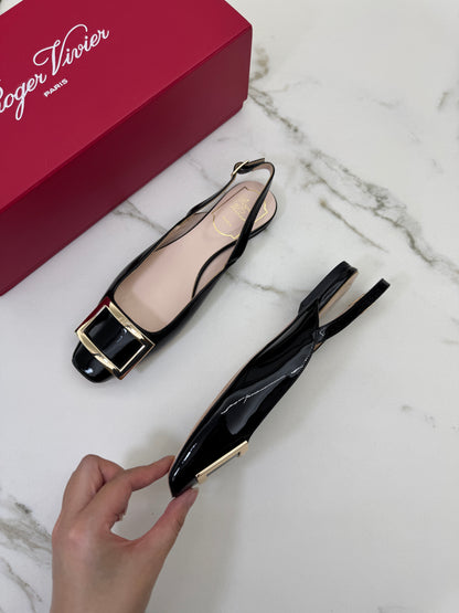 RV Slingback 漆皮黑色