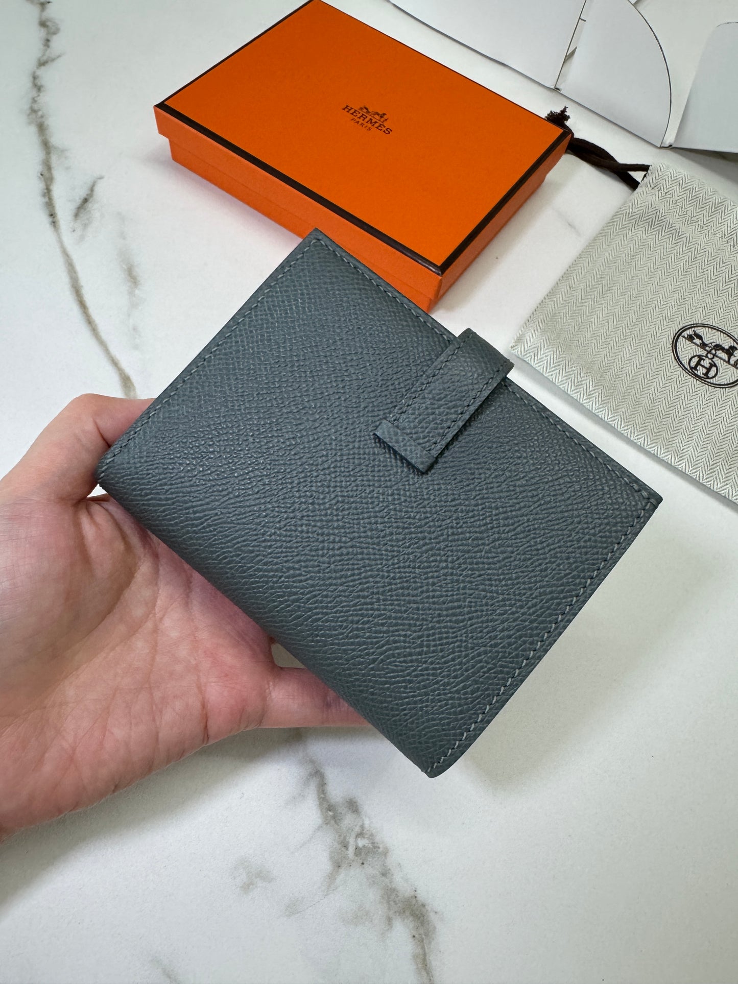 HERMES Bearn Wallet 短錢包 杏仁綠金扣