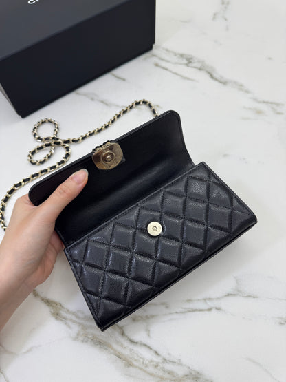 CHANEL 25S Kelly 橫版手機包 黑色
