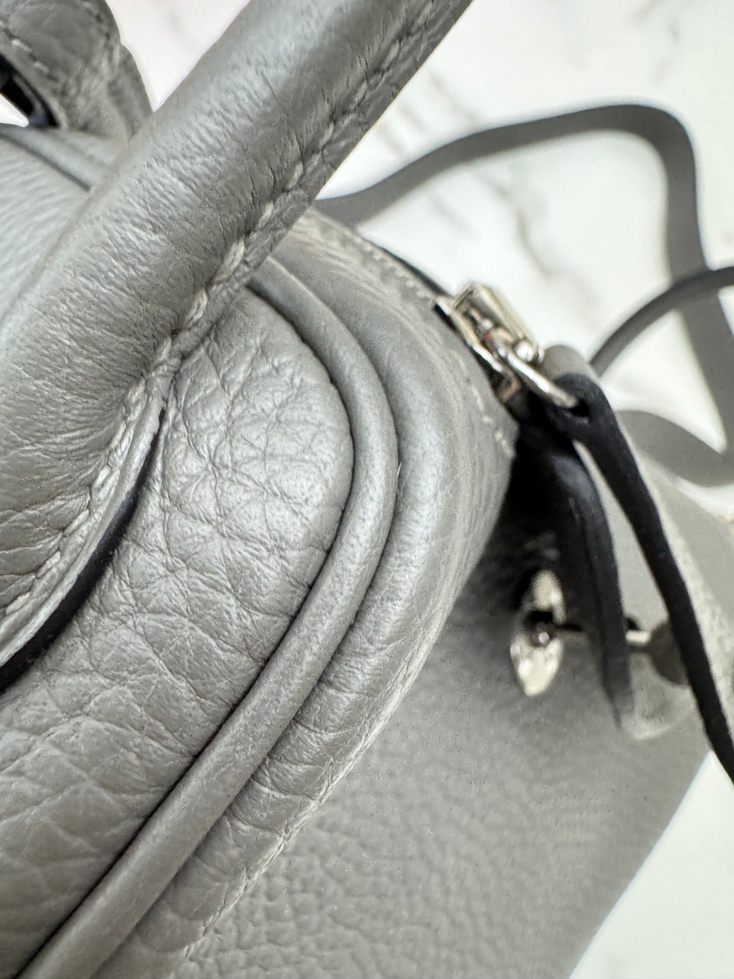 HERMES Mini Lindy 積雨雲灰銀扣 0L Gris Meyer PHW