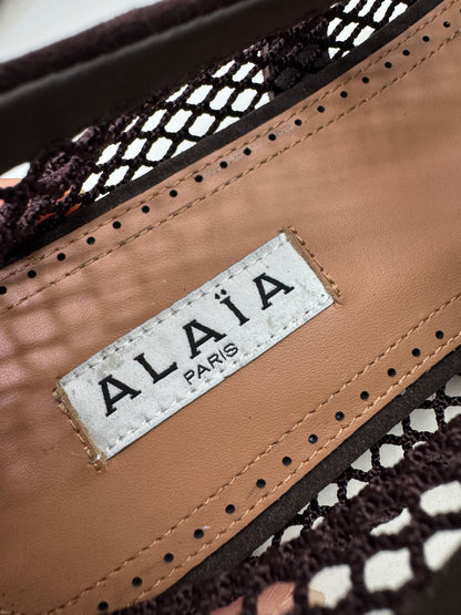 ALAIA 深棕色麂皮 漁網鞋