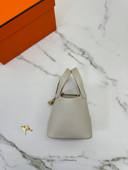 HERMES Picotin Lock 14 奶昔白金扣 TC Craie GHW