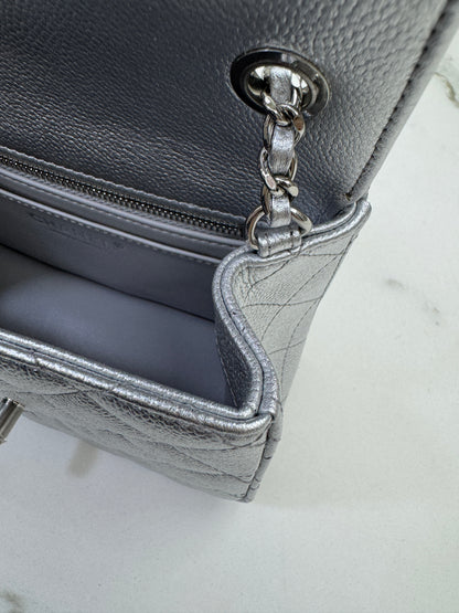 CHANEL 25B調節扣 銀色方胖子 Mini CF Square Caviar Calfskin