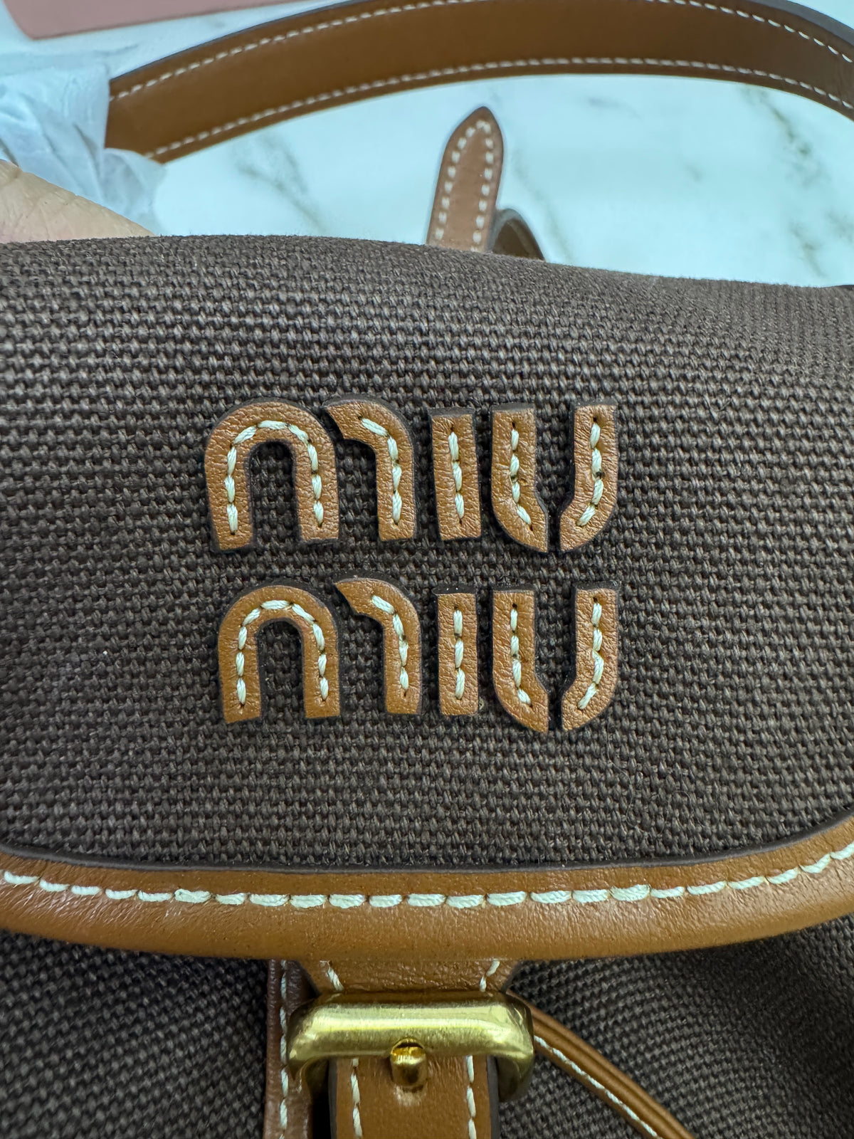 MIU MIU Backpack Canvas 深棕