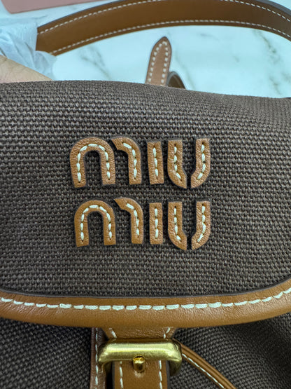 MIU MIU Backpack Canvas 深棕