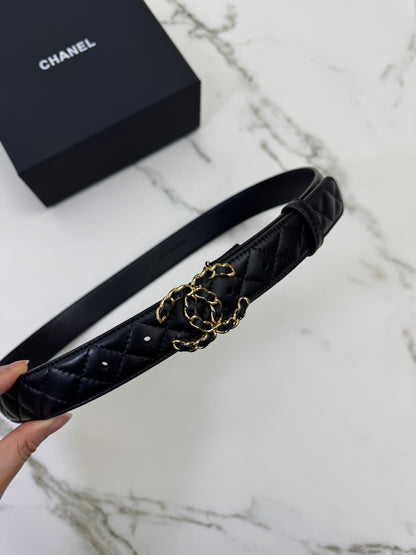 CHANEL 穿皮鏈金扣皮帶