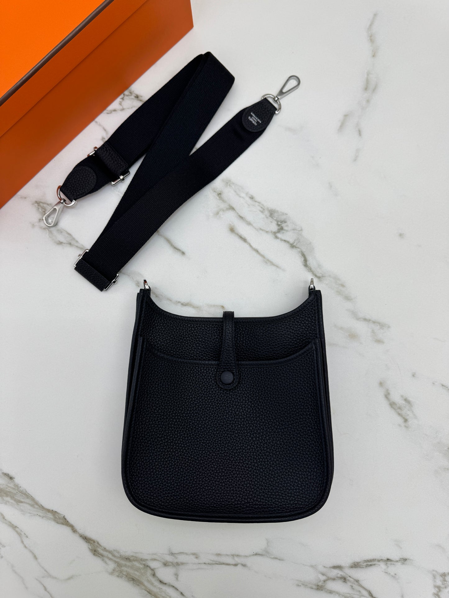 HERMES Evelyne23 黑銀 TC