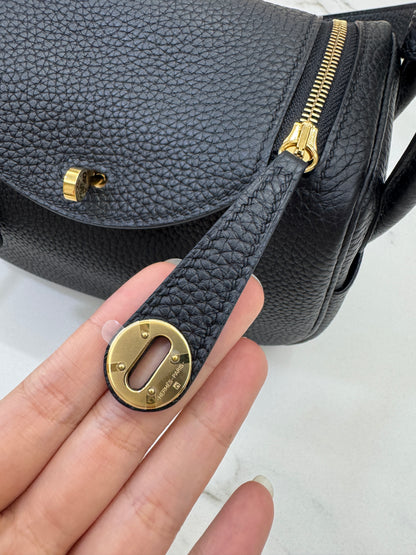 HERMES Mini Lindy II 黑金 Nior TC GHW