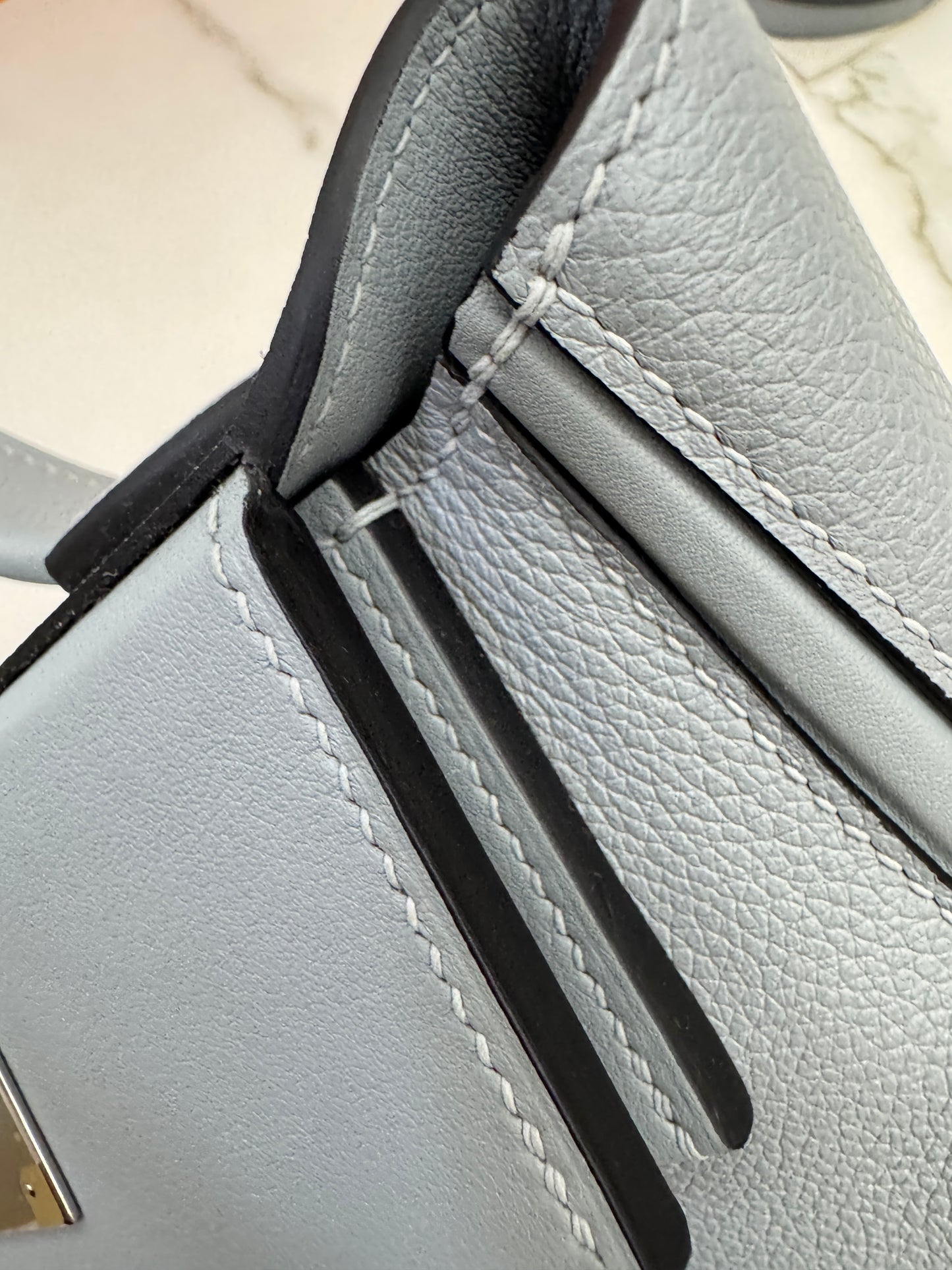 HERMES Mini 2424 木偶灰銀扣 Evercolor Gris Platin PHW