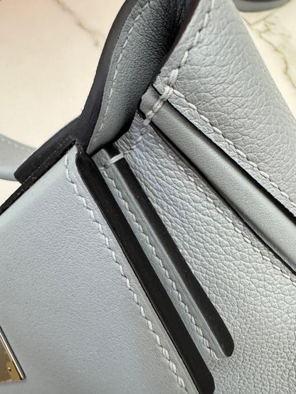 HERMES Mini 2424 木偶灰銀扣 Evercolor Gris Platin PHW