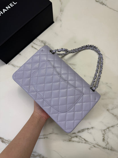 CHANEL CF25 Medium 21K香芋紫銀扣 牛皮 caviar