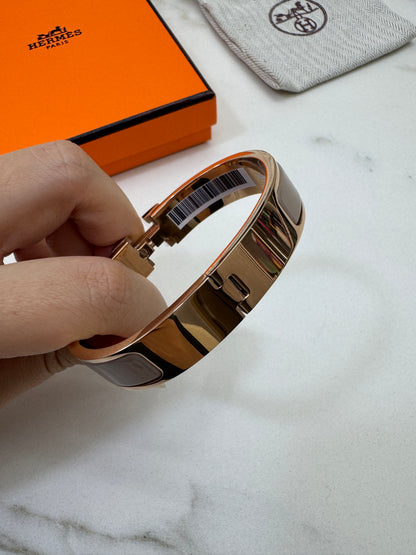 HERMES Clic H Bracelet 奶茶灰玫瑰金扣 Marron Glace Rose Gold