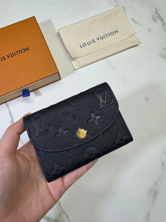 LV Rosalie 黑色全皮壓花零錢包
