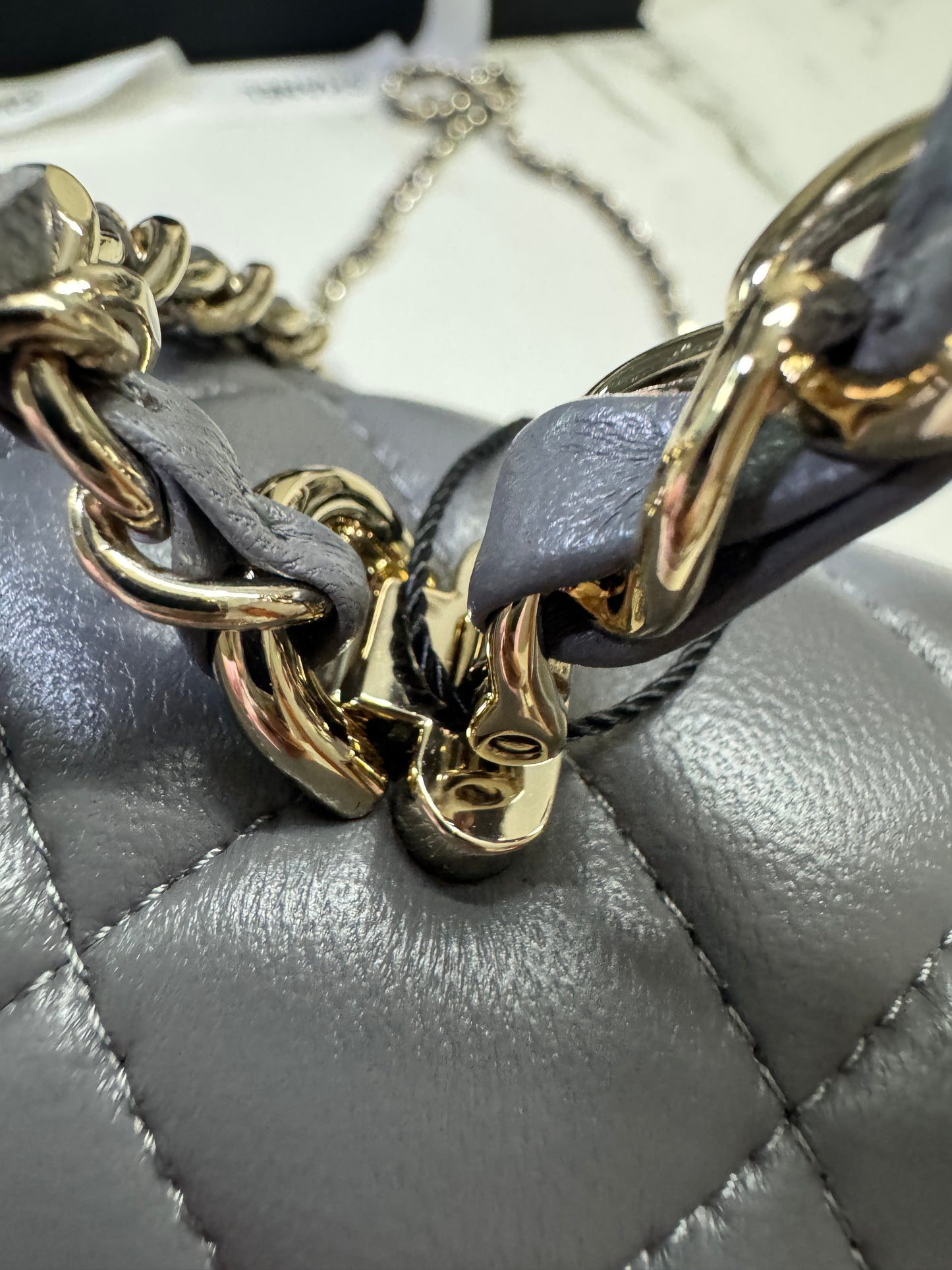 CHANEL 23K Mini CF with Top Handle 手柄CF 深灰色羊皮