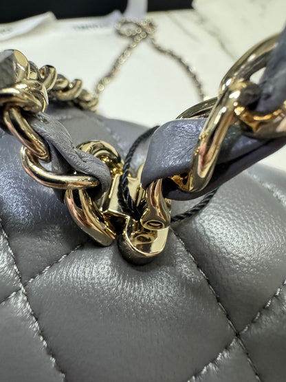 CHANEL 23K Mini CF with Top Handle 手柄CF 深灰色羊皮