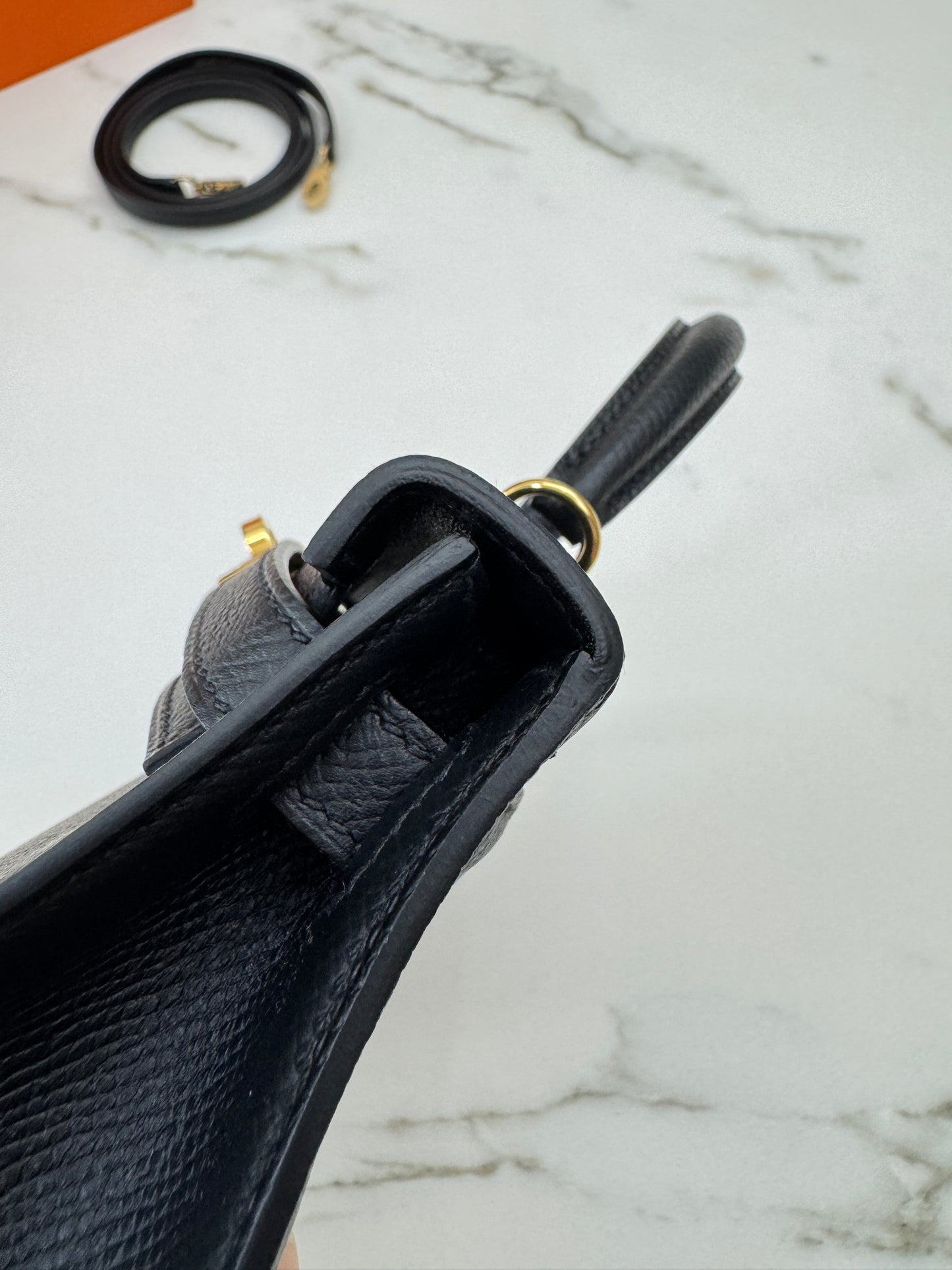 HERMES Mini Kelly II 黑金 Epsom Noir GHW