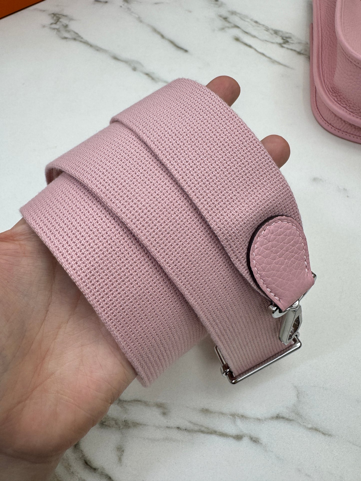 HERMES Evelyne 23 櫻花粉銀扣 3Q Rose Sakura PHW