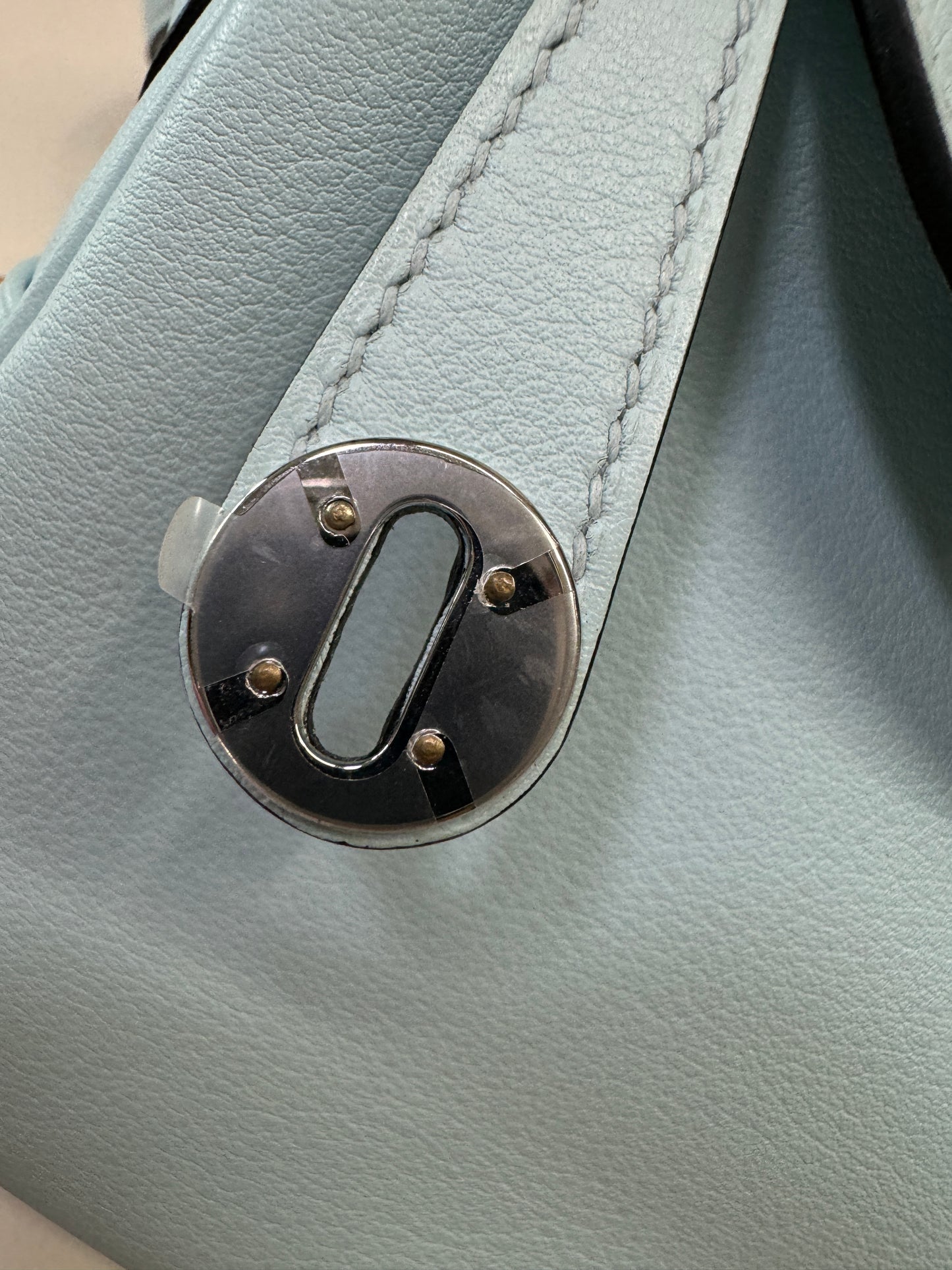 HERMES Mini Lindy 霧霾藍T0 銀扣 swift