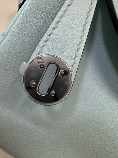 HERMES Mini Lindy 霧霾藍T0 銀扣 swift