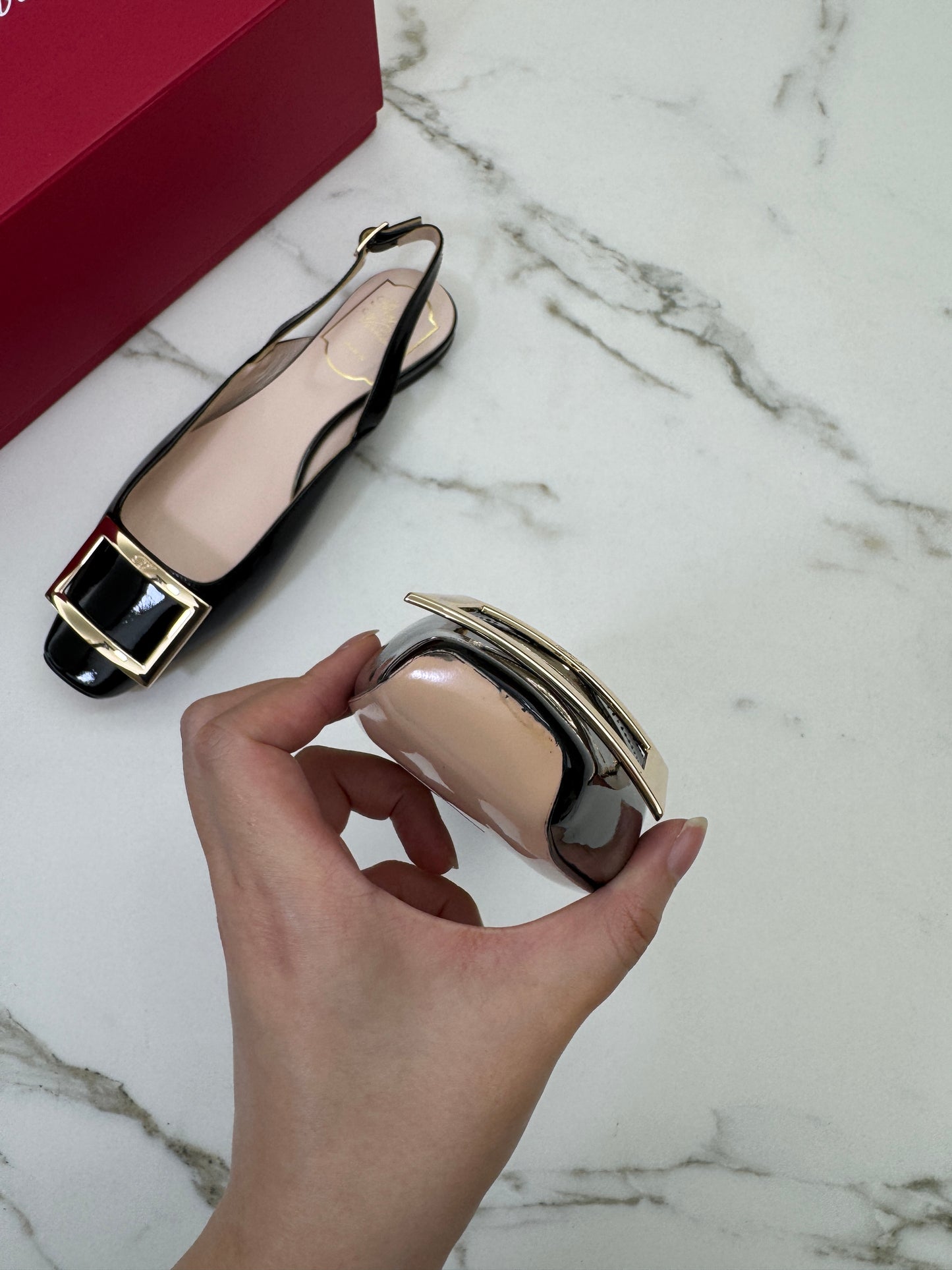 RV Slingback 漆皮黑色