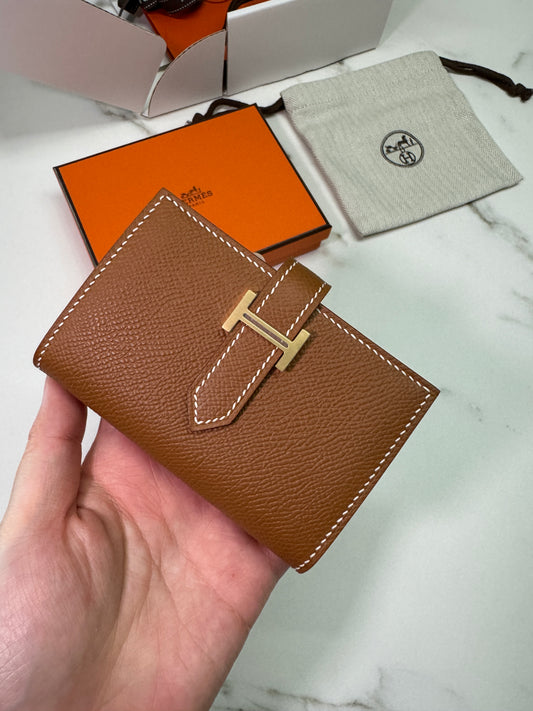 HERMES Bearn Mini Wallet 有散子位 Gold Epsom