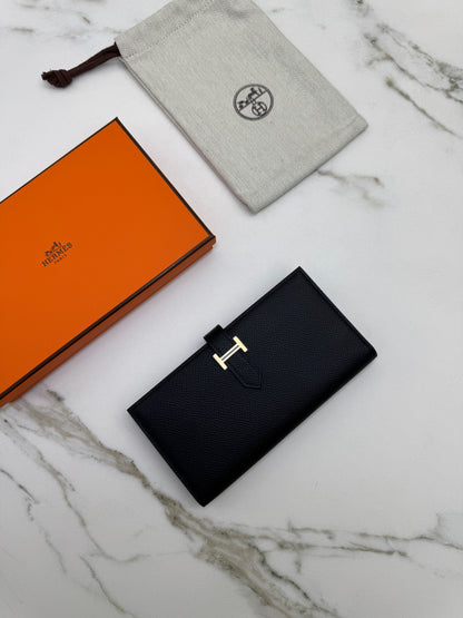 HERMES Bearn Wallet 長款 黑色金扣 Epsom
