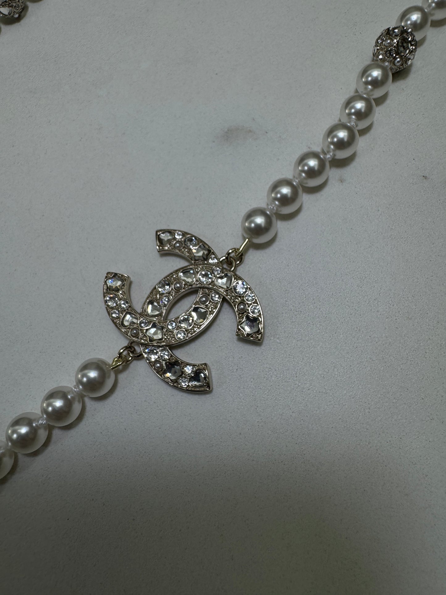 CHANEL 25P 珍珠水晶球毛衣鏈