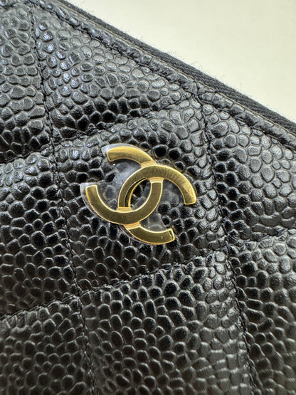 CHANEL 黑金牛拉鏈零錢包 Coin Purse