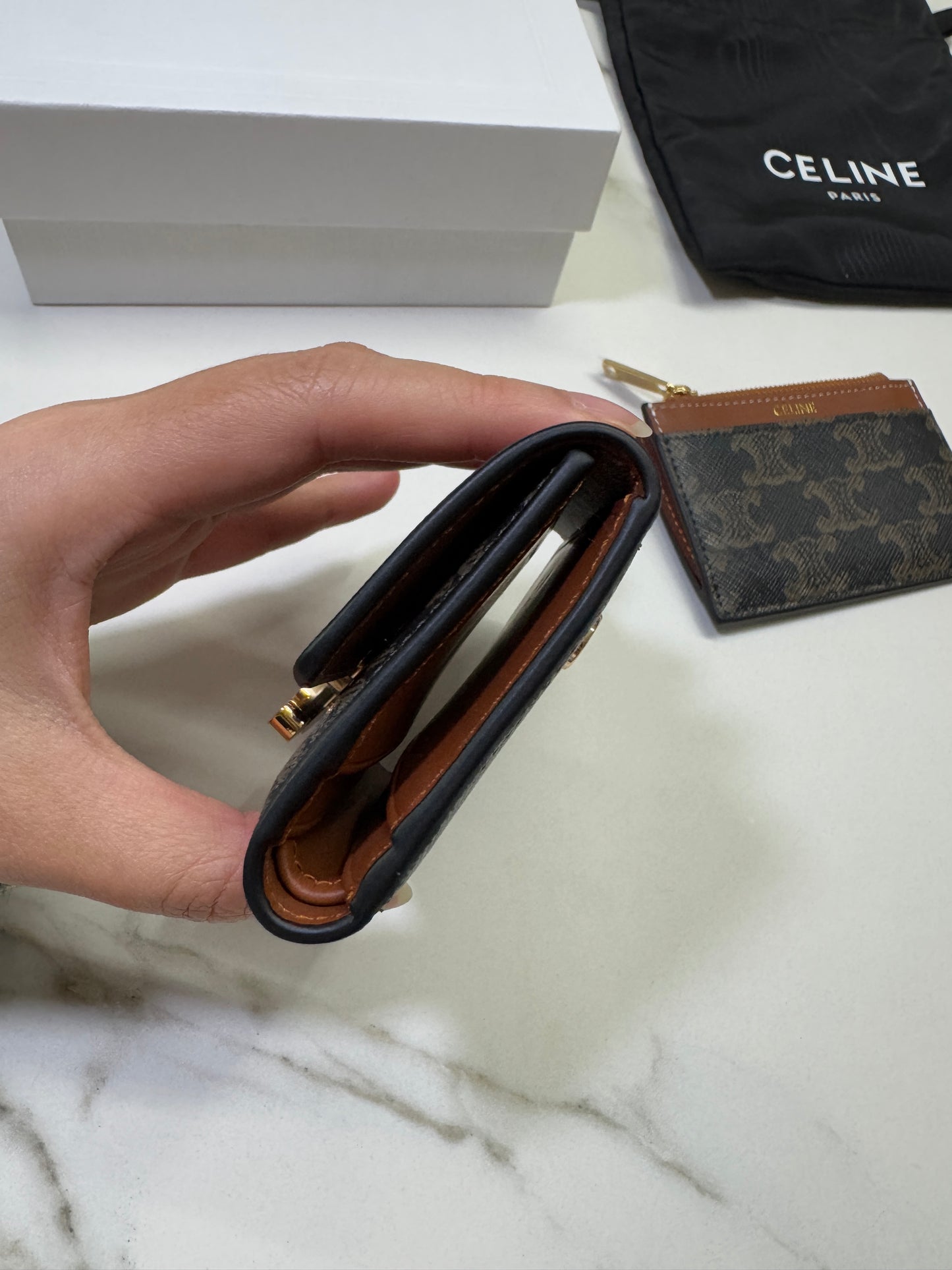 CELINE 兩件套三摺錢包 可拆式拉鍊零錢包