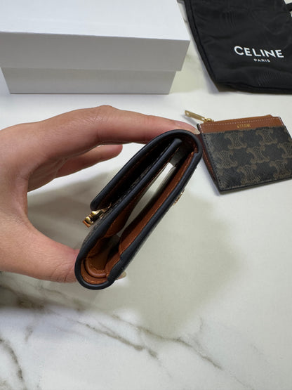CELINE 兩件套三摺錢包 可拆式拉鍊零錢包