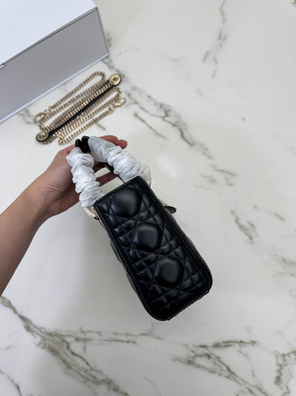 DIOR Mini Lady Dior 黑色羊皮