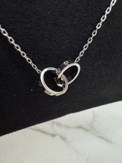 CARTIER Love雙環項鏈 白金色