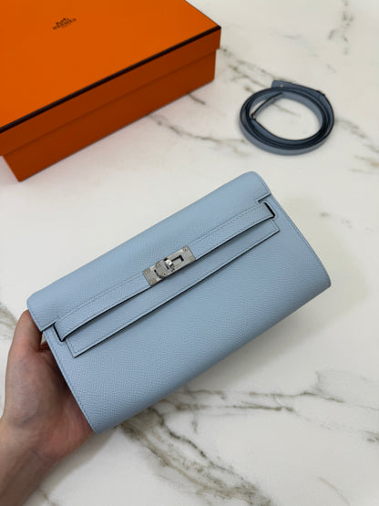 HERMES Kelly to-go 聖杯藍 08 Blue Pale Epsom PHW