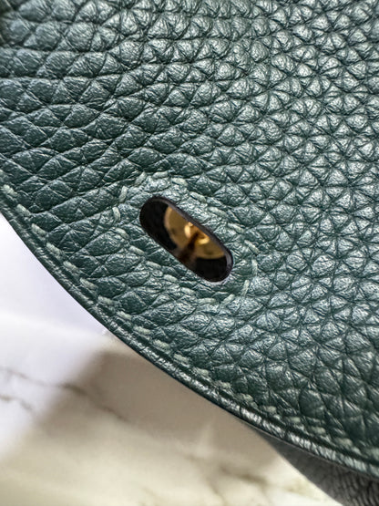 HERMES Mini Lindy II 深綠色 金扣 67 Vert Fonce TC GHW