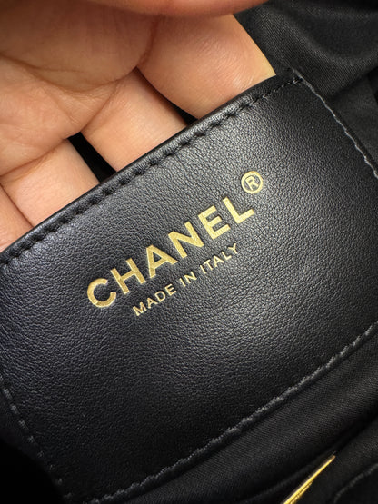 CHANEL Mini 25 Bag 黑色荔枝皮 金扣 Caviar Calfskin GHW