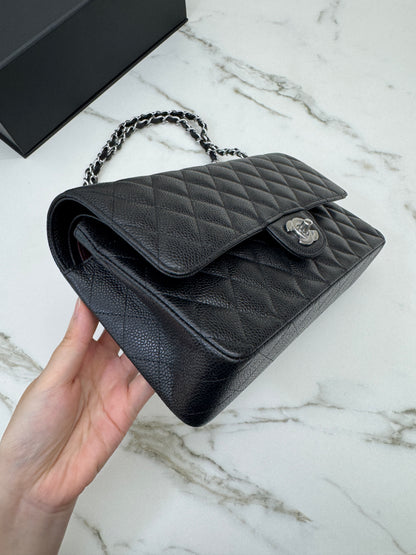 CHANEL CF25 Medium 黑銀牛