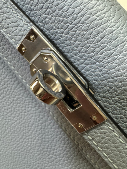 HERMES Kelly 25 亞麻藍 銀扣 內縫 Togo Selier