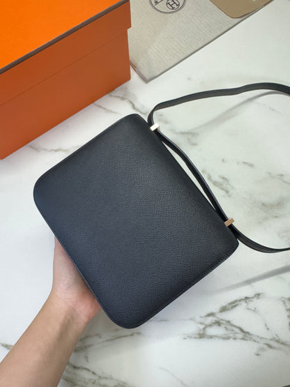 HERMES Mini Constance 黑色 玫瑰金扣 Epsom