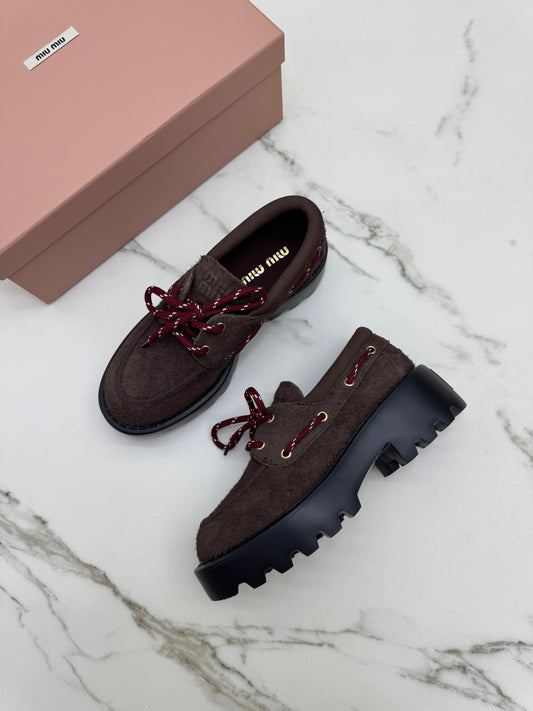 MIU MIU 絨面厚底 Loafers