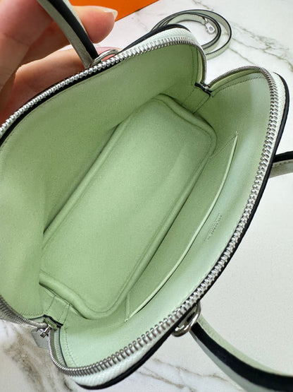 HERMES Mini Bolide 氣泡綠 山羊皮 銀扣 Mysore Vert Fizz PHW